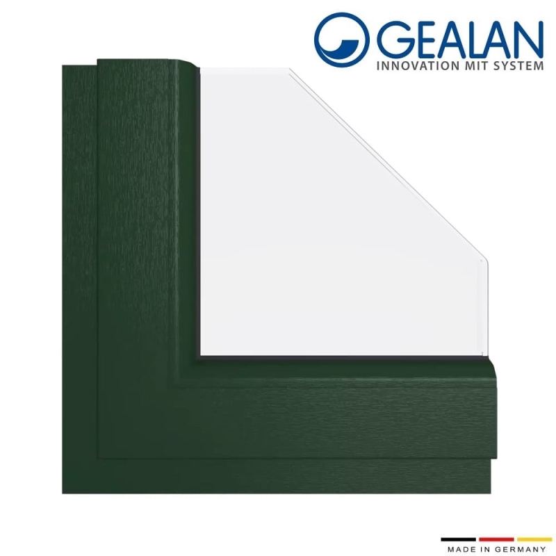 Δίφυλλο παράθυρο 160x150 με σίτα και ρολό Gealan Linear Κυπαρισσί - Image 2