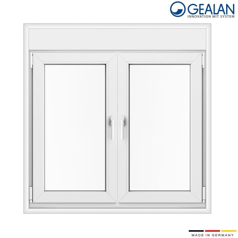 Δίφυλλο παράθυρο 140×150 με σίτα και ρολό Gealan Linear Λευκό